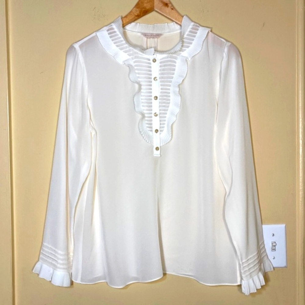 Rebecca Taylor White Ruffle Blouse